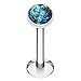 Cosmic - Labrets/Monroes Opalescent Glitter Shower Dome 316L Surgical Steel Labret - 16 GA (1.2mm) - Ball Size: 5/32