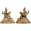 Hindu Lord Krishan and Radha Bronze Antique Sculpture