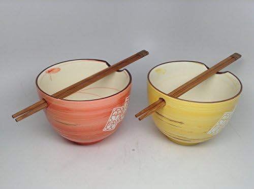 2 Big Noodle Bowl Set with Chops Sticks (Modern Swirl)