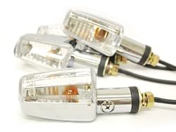 Motorcycle 4 pcs Chrome Mini Clear Spear Turn Signals Fits Metric Cruisers, Harleys, Choppers Enhance the look with these Mini Spear Chrome Turn Signals Blinkers, Harley Davidsons, Suzuki, Honda, Kawasaki, Yamaha Cruisers, Scooters, Vespa, Moped