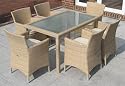 NOBLESSE Palermo L, Gartenm&ouml;bel Rattan 6 Sessel, 1 Tisch. sand