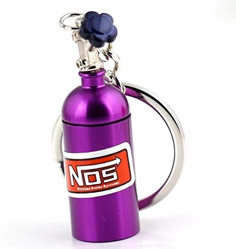 Purple NOS Mini Bottle Nitrous Oxide Pill Stash Box Car Keychain Keyring
