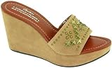 Donald J Pliner Stima Women's Single Band Slide on Platform Wedge Sand