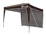 FIELDOOR ワンタッチタープテント 300×300cm 高耐水加工＆シルバーコーティング/UVカットコーティング 組み立て簡単 / 空気が抜けるベンチレーション仕様 専用横幕/サイドシート1枚付属ダークブラウン