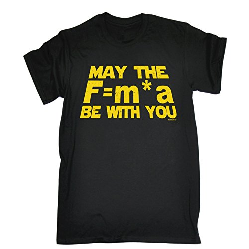 FonfellaMAY THE F=MA BE WITH YOU - NEWTONS FORCE LAW (3XL - BLACK) NEW PREMIUM LOOSE FIT BAGGY T-SHIRT - slogan funny clothing joke novelty vintage retro t shirt top men's ladies women's girl boy men women tshirt tees tee t-shirts shirts fashion urban cool geek nerd big theory force wars star teacher science physics sheldon bang cooper day for him her brother sister mum dad mummy daddy father mother birthday ideas gifts christmas present gift S M L XL 2XL 3XL 4XL 5XL - by 123t Slogans