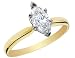 Diamond Solitaire Engagement Ring: 14K Yellow and White Gold 1 Carat Marquise (CERTIFIED)