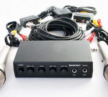 Produkt-Bild: Party Karaoke Komplettset inkl. 10 Party Discohits und 2 Metall Mikrofone