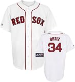 MLB Men's Boston Red Sox David Ortiz White Home Short Sleeve 6 Button Synthetic Replica Baseball Jersey  (White, Large)