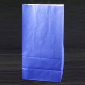 Solid Color Paper Sack Lunch Bags Dark Blue 5.3125" Wide x 10" High x 3.25" Deep 40 Pack of Bags