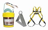 Guardian Fall Protection 00815-QC BOS-T50 Bucket of Safe-Tie with Temper Anchor, 50-Foot Vertical Lifeline Assembly and HUV