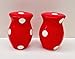 ACK Viva Collection Hand Painted Ceramic Refillable Red Polka Dot Salt & Pepper Set 3-1/2