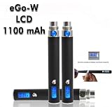 Arslan 1x Mega Akku 1100 mAh für eGo-W Elektronische zigarette mit LCD Anzeige (Schwarz) Option Farbe: Schwarz, weiß, Pink,Silber,Stainless Steel von Arslan