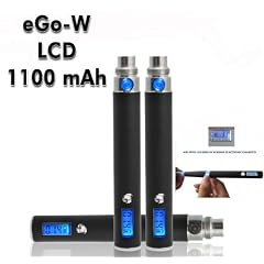 Arslan 1x Mega Akku 1100 mAh f�r eGo-W Elektronische zigarette mit LCD Anzeige (Schwarz) Option Farbe: Schwarz, wei�, Pink,Silber,Stainless Steel von Arslan