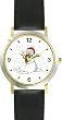 Snowman or Snow man with Scarf Christmas Theme - WATCHBUDDY&reg; DELUXE TWO-TONE THEME WATCH - Arabic Numbers - Black Leather Strap-Size-Large ( Men's Size or Jumbo Women's Size )