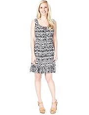 Petite Abstract Print Flared Hem Dress