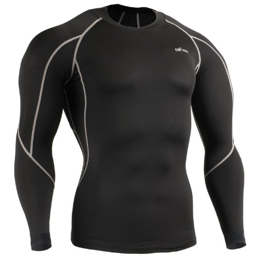 emFraa Skin Tight Compression Base layer Black Running Shirt men women S ~ 2XL