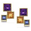 Amethyst, Iolite & Citrine Gems in Yellow Gold Earring Studs