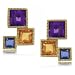 Amethyst, Iolite & Citrine Gems in Yellow Gold Earring Studs