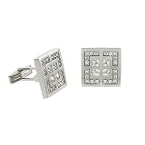 Sterling Silver Simulated Diamond cz Square Geometric Mens Cuff Links Cufflink