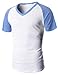 H2H Men's Basic Raglan T-shirts with V-neck Short Sleeve