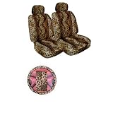 7 Piece Safari Animal Print Auto Interior Gift Set - 2 Leopard Low Back Front Bucket... by Unknown