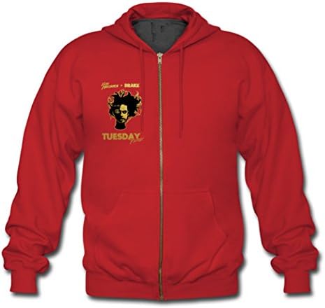 Buuban Youth Tuesday-Ft-Drake Pattern Hoody Zip Hoodie Coat Red L