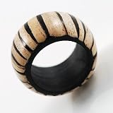 Ivory Coco Bamboo Inlay Stripe Dark-Brown Wooden Band Ring