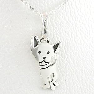 Chihuahua Dog Pendant in Sterling Silver on a 16" Box Chain, #8760