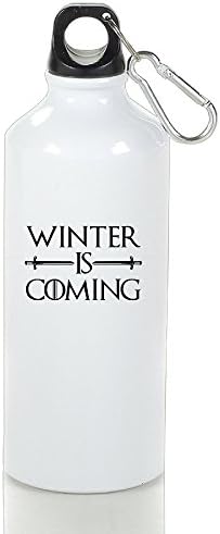 Winter Is Coming Stylish Aluminum Outdoor Sport Flask White With Carabiner Hook,400-600ml /6.5OZ