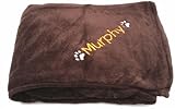 Chocolate Microfibre Snuggle Soft Personalised Dog Blanket. When Checking Out, Please Tick The Gift Message Box To Enter Your Personalisation Details