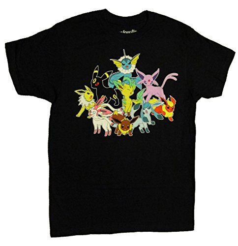 Pokemon Eevee Evolution Group Mens T-shirt, Black