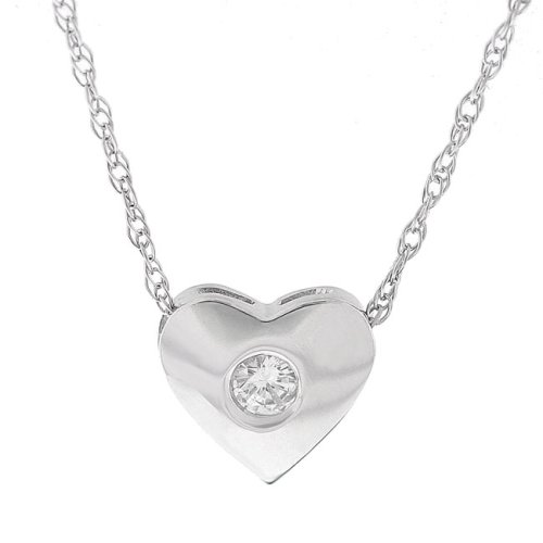 Platinum Heart Diamond Pendant (HI/SI2) with 14K White Gold Chain