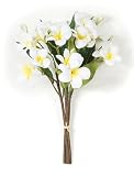 Pack of 4 Artificial White Frangipani Plumeria Silk Flower Bouquets 18