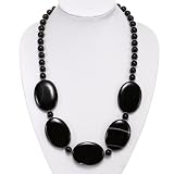 Handmade Black Line Agate Necklace
