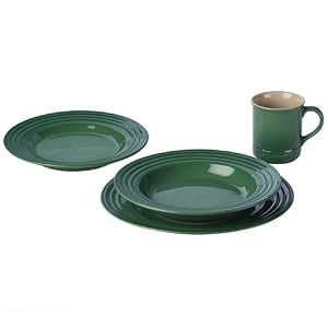 Fennel Green Stoneware 16-Piece Dinnerware Set by Le Creuset