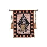 Review ArtExpression  / Cappuccino Time I - Artist: Unknown - Fabric Size: 45.00 by 35.00 inches Wall Tapestry with hanging rods and tassels included
