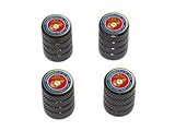 Marines - USMC United States Military Oorah - Tire Rim Wheel Valve Stem Caps - Black