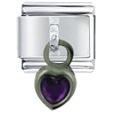 Pugster February Heart Dangle Italian Charm Bracelet