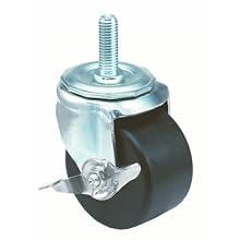 E.R. Wagner Stem Caster, Swivel with Pinch Brake, Polyolefin Wheel, Roller Bearing, 350 lbs Capacity, 3" Wheel Dia, 1-3/4" Wheel Width, 3-7/8" Mount Height, 7/16" Stem Dia, 1-1/2" Stem Height