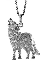 Sterling Silver Wolf Pendant, 1 inch Tall