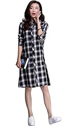 Long Sleeves Plaid Print Spring 2015  Shirt  Dress