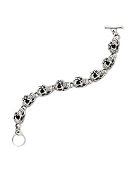 Sterling Silver Antiqued Skull Bracelet - 8.75 Inch