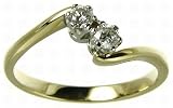 9ct White Gold Ladies 2 Stone 14 Carat Diamond Twist Ring Size J