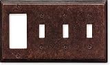 ART DECO STEP Mottle Antique Copper Switchplates Outlet Covers, Rocker, GFCI