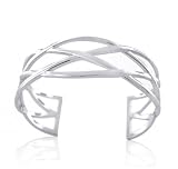 Bling Jewelry Designer Sterling Silver Celtic Knots Open Bangle Cuff Bracelet