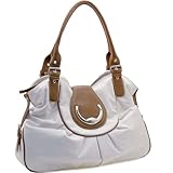 Designer Inspired fashion shoulder Handbag front flap w/ magnet - White