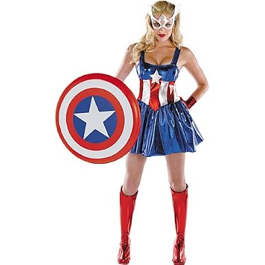 Red White and Blue Captain America Sassy Deluxe Adult Costume