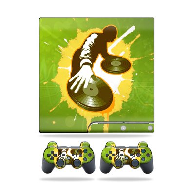 Protective Vinyl Skin Decal Cover for Sony Playstation 3 PS3 Slim Skins + 2 Controller Skins Sticker Sonic DJ