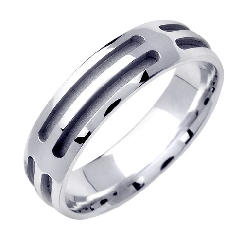 Elegant Wedding Bands With Comfort Fit 14K White Gold Can Also Be Made In Platinum or Other Colors 18K And 24K Is Also Available 6mm