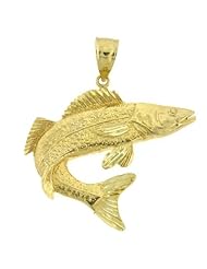 Dazzlers Solid 14 karats Gold Assorted Fish Sea Bass Snook King Mackerel Charm Pendant available in three colors from jewelsberry (weights: 10.6 grams only)